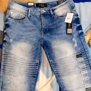 WT02 Light Sand Blue Skinny Jeans